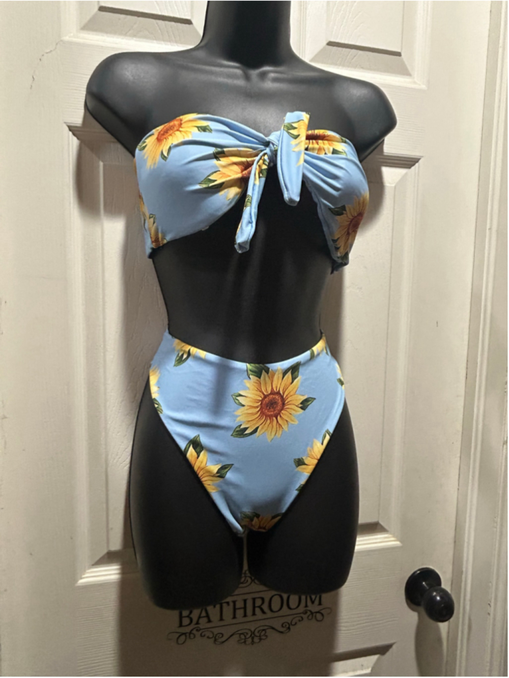 Women's Zaful Sunflower Bikini Set Size 8 Blue Yellow